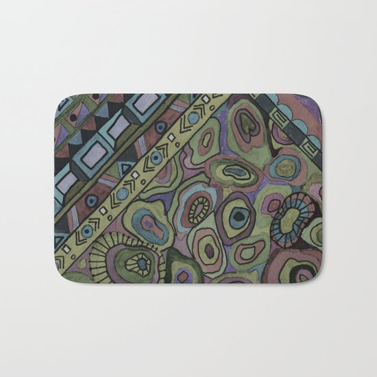 An abstract textured pattern in Oriental style . Bath Mat