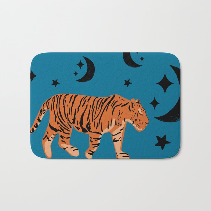 Tiger Moon Blue Bath Mat