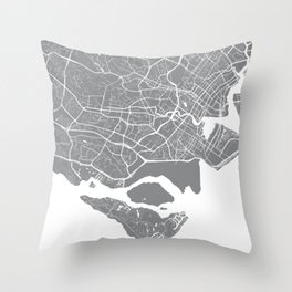 Singapore City Map - Grey Throw Pillow
