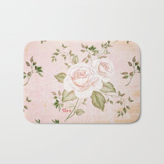 Vintage & Shabby - floral roses flowers - Rose and Flower Bath Mat