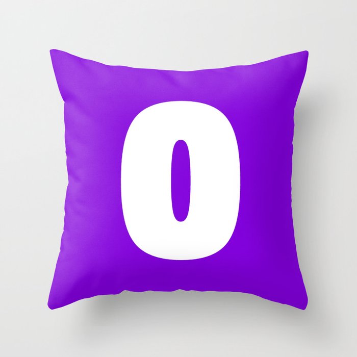 0 (White & Violet Number) Throw Pillow