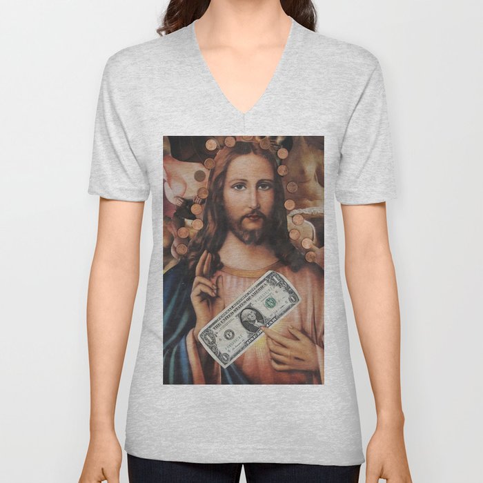 Jesus loves sex V Neck T Shirt