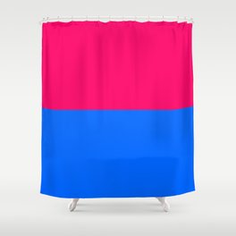 Bright Pink Blue Minimalist Color Block Shower Curtain | Bright, Contemporary, Horizontalline, Twotone, Tropical, Symmetrical, Simple, Hotpink, Colorblock, Minimalist 