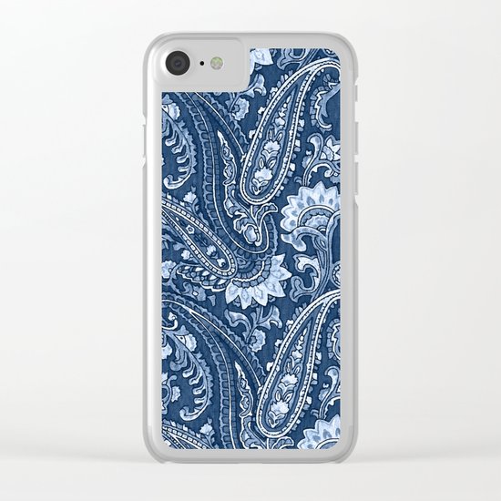 Blue indigo paisley Clear iPhone Case