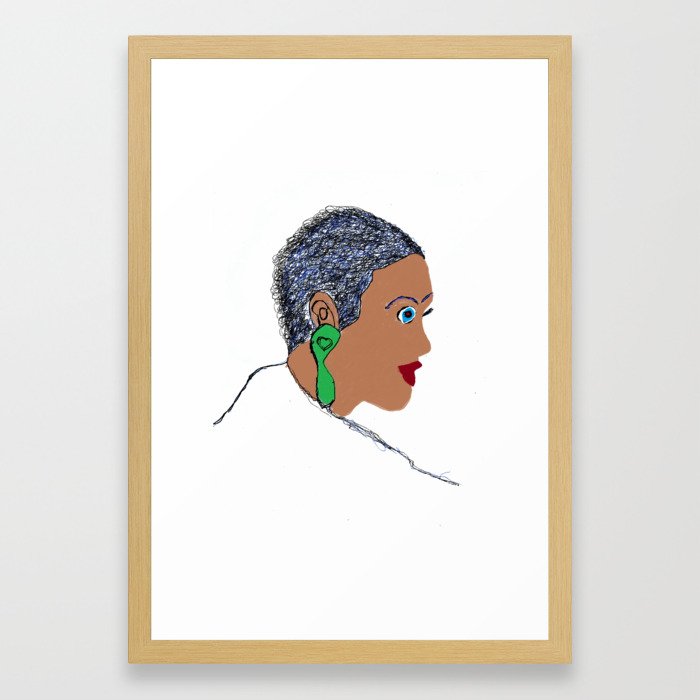 Short Hair Naturally Curly Hair Style Black Women Paint Drawing