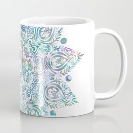 Mermaid Dreams Mandala on White Coffee Mug | Mandala, Color, Teal, Vintage, Typography, Graphicdesign, Turquoise, Abstract, Mandalas, Pattern 
