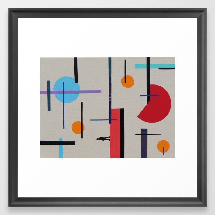 Abstract Vinyl Colorful Surreal Simple Line Work Person  Framed Art Print