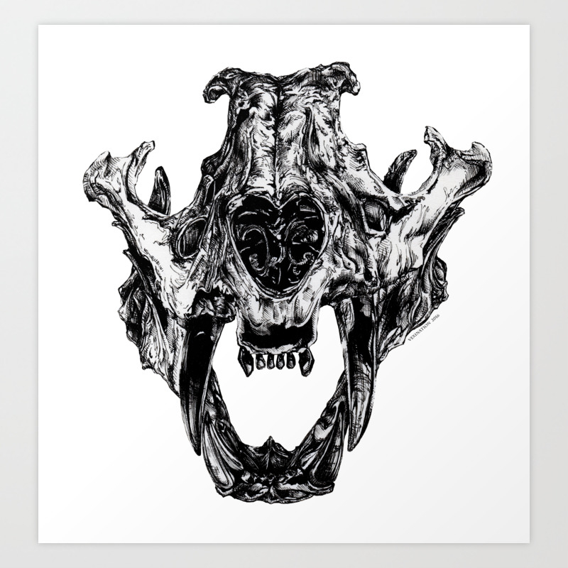 Wallpaper Mutated Tiger Skull Art Print By Veronicalkong Society6 For Android