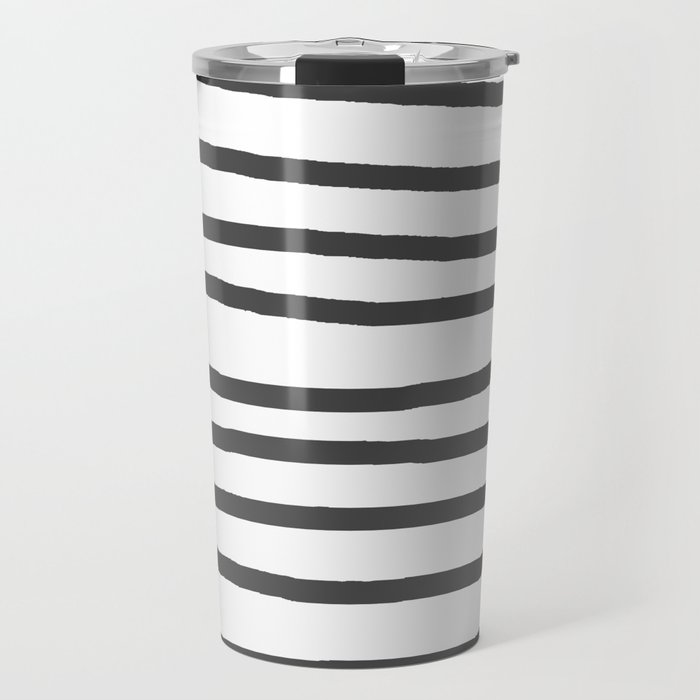 Simply Drawn Stripes in Simply Gray Travel Mug