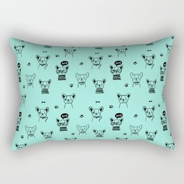 Seafoam and Black Hand Drawn Dog Puppy Pattern Rectangular Pillow