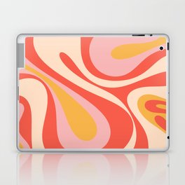Mod Swirl Retro Abstract Pattern Pink Coral Mustard Cream Laptop Skin