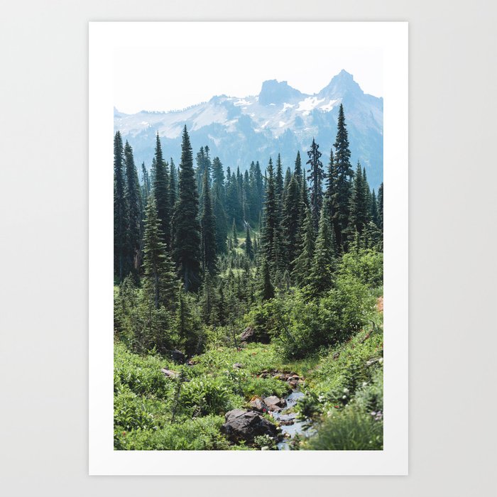 Mount Rainier Classic Mountain Meadow - 129/365 Nature Photography Art Print