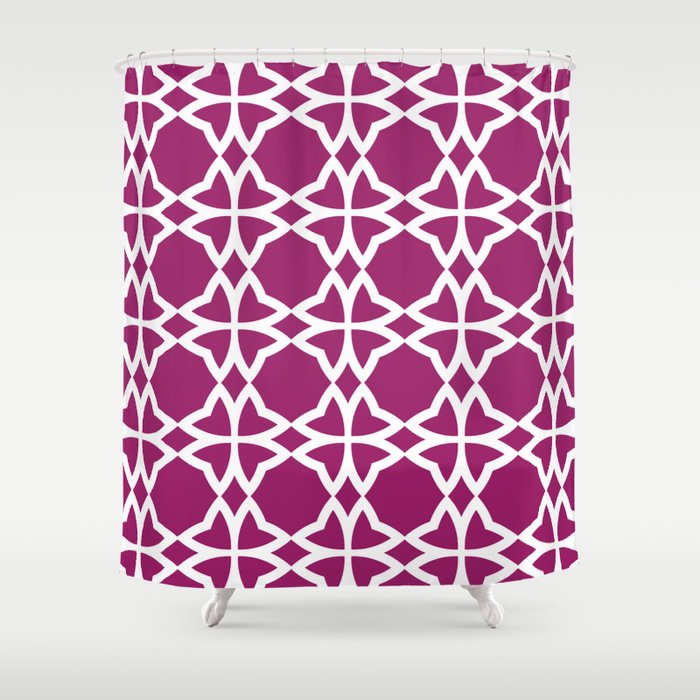 Magenta and White Symmetrical Flower Pattern - Colour of the Year 2022 Orchid Flower 150-38-31 Shower Curtain