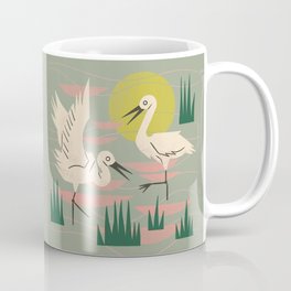 Cranes Wading At Sunset (Sage) Coffee Mug