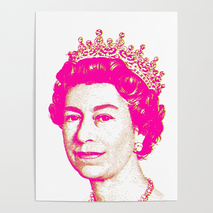 Queen Elizabeth Pink and Yellow Poster