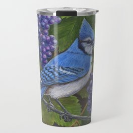 Blue Jay and Grapes Travel Mug