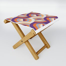 Here comes the sun // purple violet and orange 70s inspirational groovy geometric suns Folding Stool