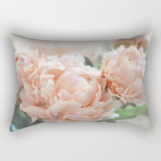 Peach Peonies Rectangular Pillow
