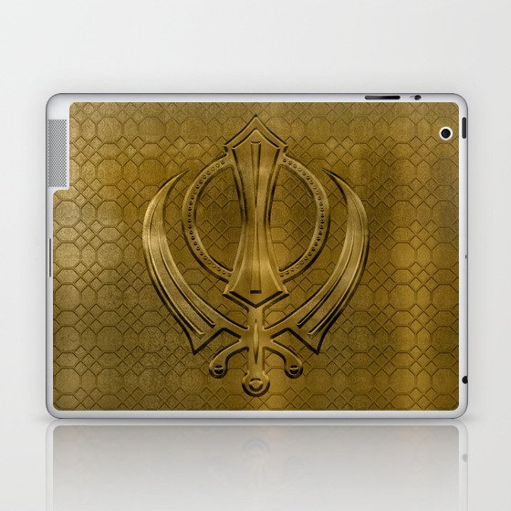 Vintage metal gold Khanda symbol Laptop & iPad Skin