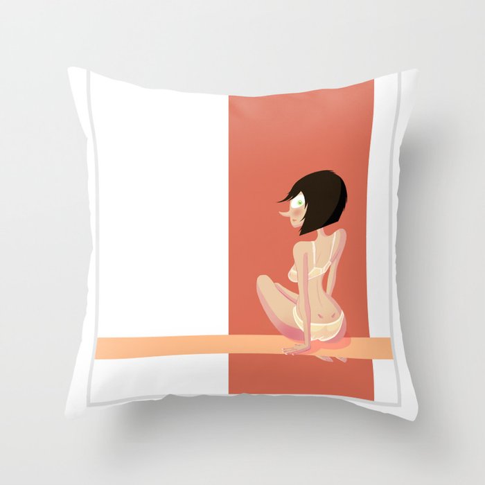 Cute red shapes pin-up / Mignonne pin-up aux formes rouges Throw Pillow