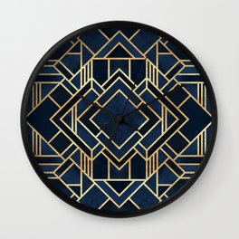 Art Deco Fancy Blue Wall Clock | Symmetric, Pattern, Symmetry, Graphicdesign, Blue, Lines, Geometric, Geometry, Goldcolor, Curated 