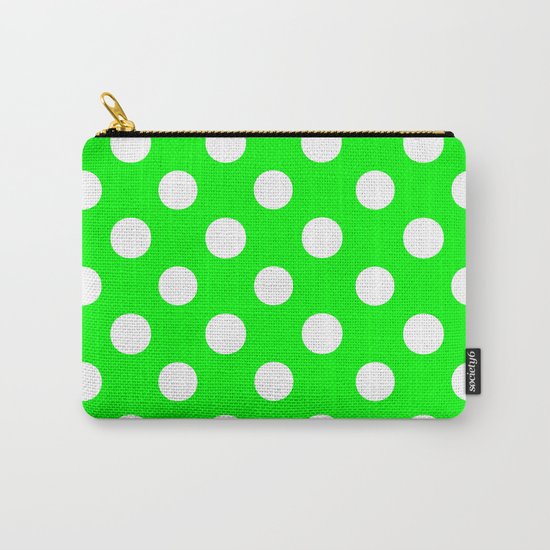 Polka Dots (White/Green) Carry-All Pouch