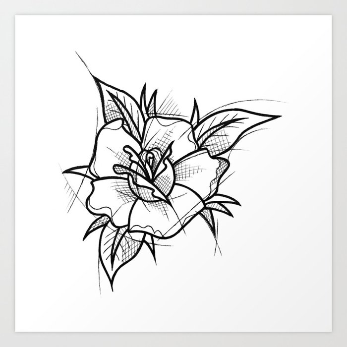 Flower Handmade Drawing Made In Pencil And Ink Tattoo Sketch