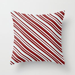 [ Thumbnail: Light Cyan & Maroon Colored Lined/Striped Pattern Throw Pillow ]