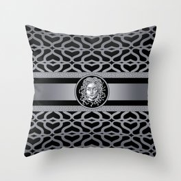 Luxury Medusa Oriental Silver Throw Pillow