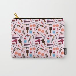 hairdressing KIT seamless pattern Carry-All Pouch | Background, Graphicdesign, Drier, Lifestyle, Hair, Retro, Beauty, Homedecor, Salon, Wallpaper 