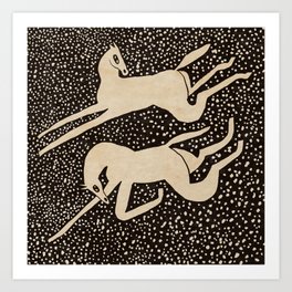 Running Horses in the blizzard Art Print | Horses, Digital, Japanese, Storm, Snow, Pattern, Winter, Blizzard, Abstract, Black And White 