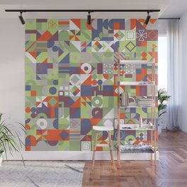 Green, Blue, Red Colorful Minimalist Geometric Design Gift Pattern Art Print Wall Mural