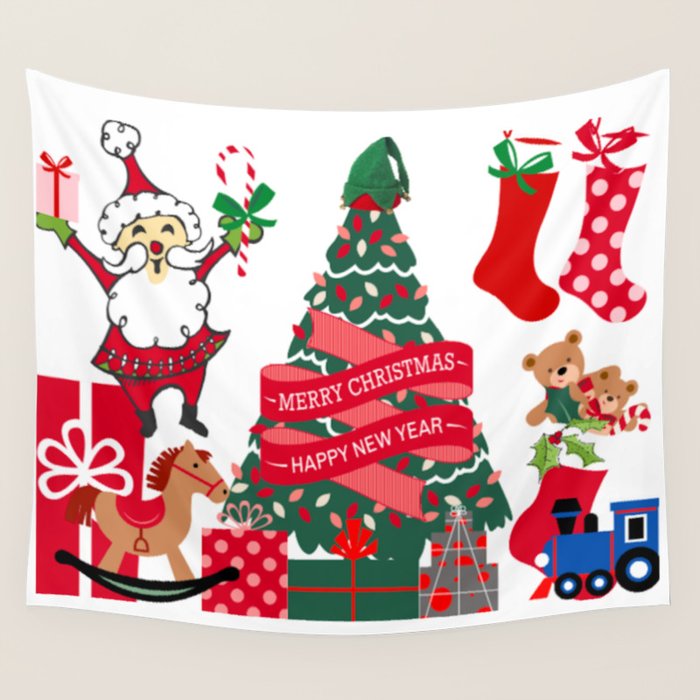 Merry Christmas A Happy New Year Wall Tapestry By Alinapierce