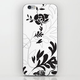 Black floral foliage iPhone Skin
