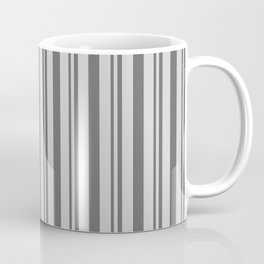 [ Thumbnail: Dim Grey & Light Gray Colored Stripes Pattern Coffee Mug ]
