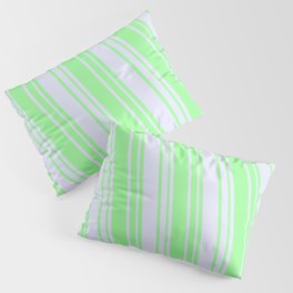 [ Thumbnail: Green & Lavender Colored Striped/Lined Pattern Pillow Sham ]