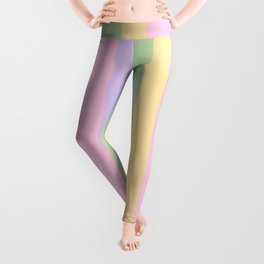 Pastel Rainbow Stripes - vertical Leggings