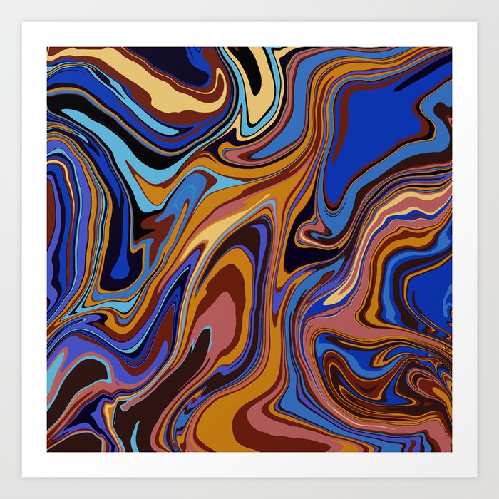 Bright multicolored marbled abstract print Art Print