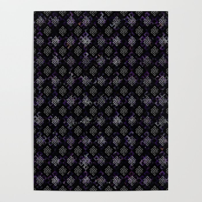 Endless Knot pattern - Silver and Amethyst Poster