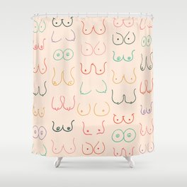 Pastel Boobs Drawing Shower Curtain