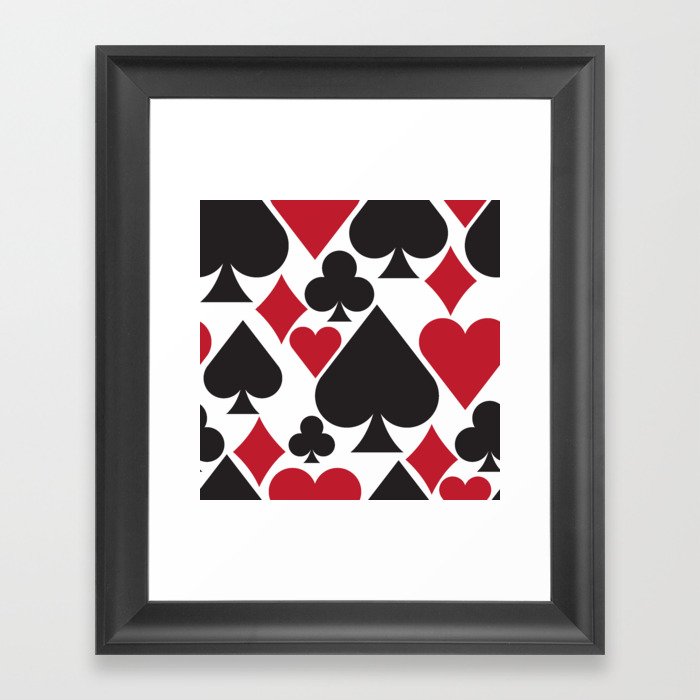 52 Deck Of Cards Pattern Clubs, Diamonds, Hearts and Spades Framed Art Print