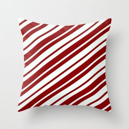 [ Thumbnail: Mint Cream & Dark Red Colored Striped Pattern Throw Pillow ]