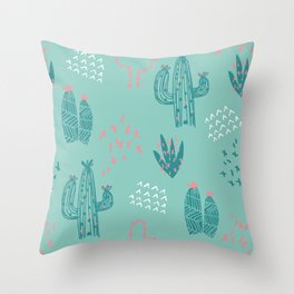 Green Cactus Pattern Throw Pillow