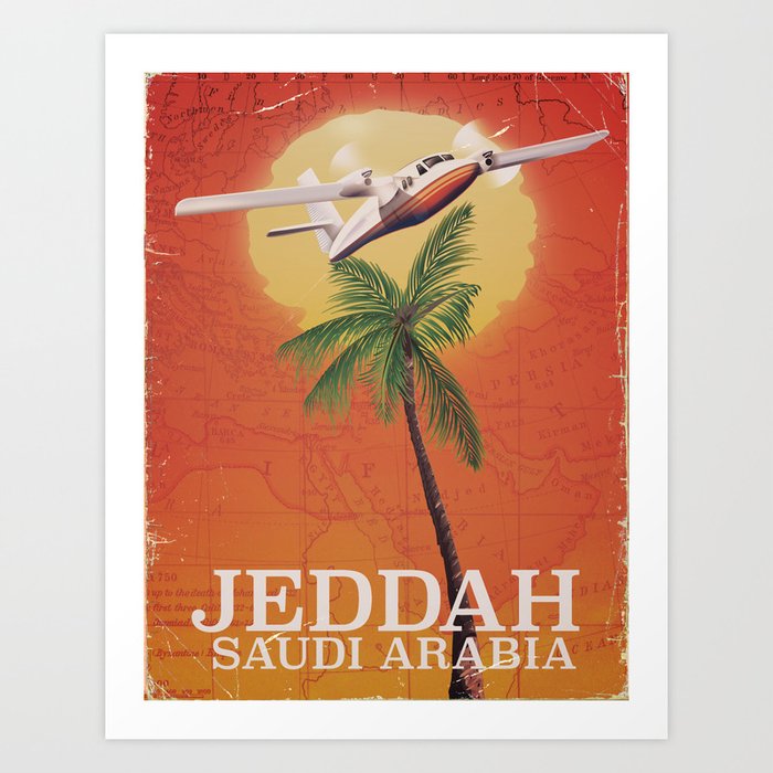 Jeddah Saudi Arabia Vintage travel poster Art Print