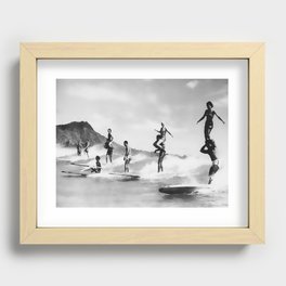 Vintage Surfing in Hawaii Recessed Framed Print