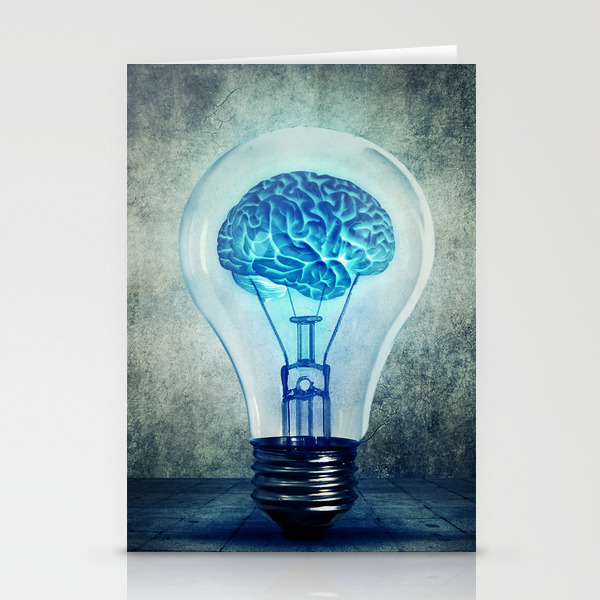 Lightbulb Brain Shining Stationery Cards By Psychoshadow Society6