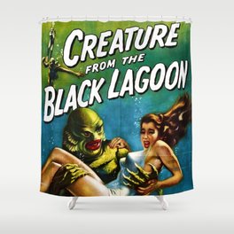 Vintage Creature from the Black Lagoon horror movie lobby theatrical poster card No. 2 green Shower Curtain