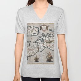 Map of The British Isles - Ortelius - 1595 Vintage pictorial map V Neck T Shirt
