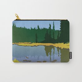 Junction Lake Carry-All Pouch | Trail, Mountainlake, Washington, Hike, Forest, Adventure, Outdoors, Explore, Drawing, Firtrees 