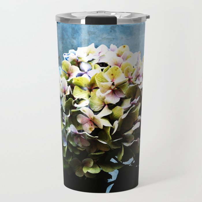 Shabby-chic Hydrangea Flower Travel Mug